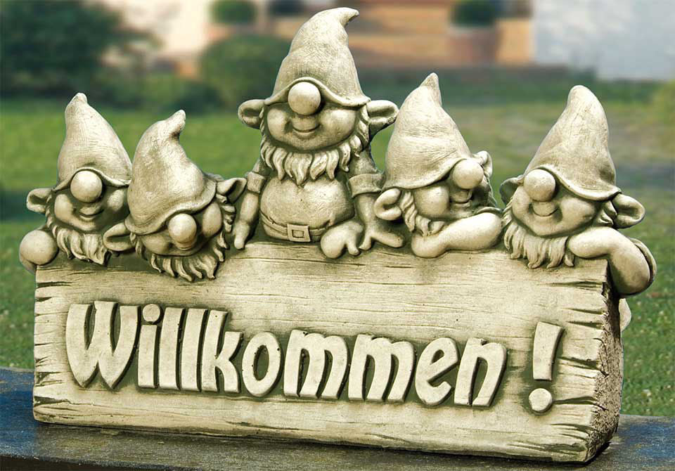 Willkommen Schild Zwerge Steinguss