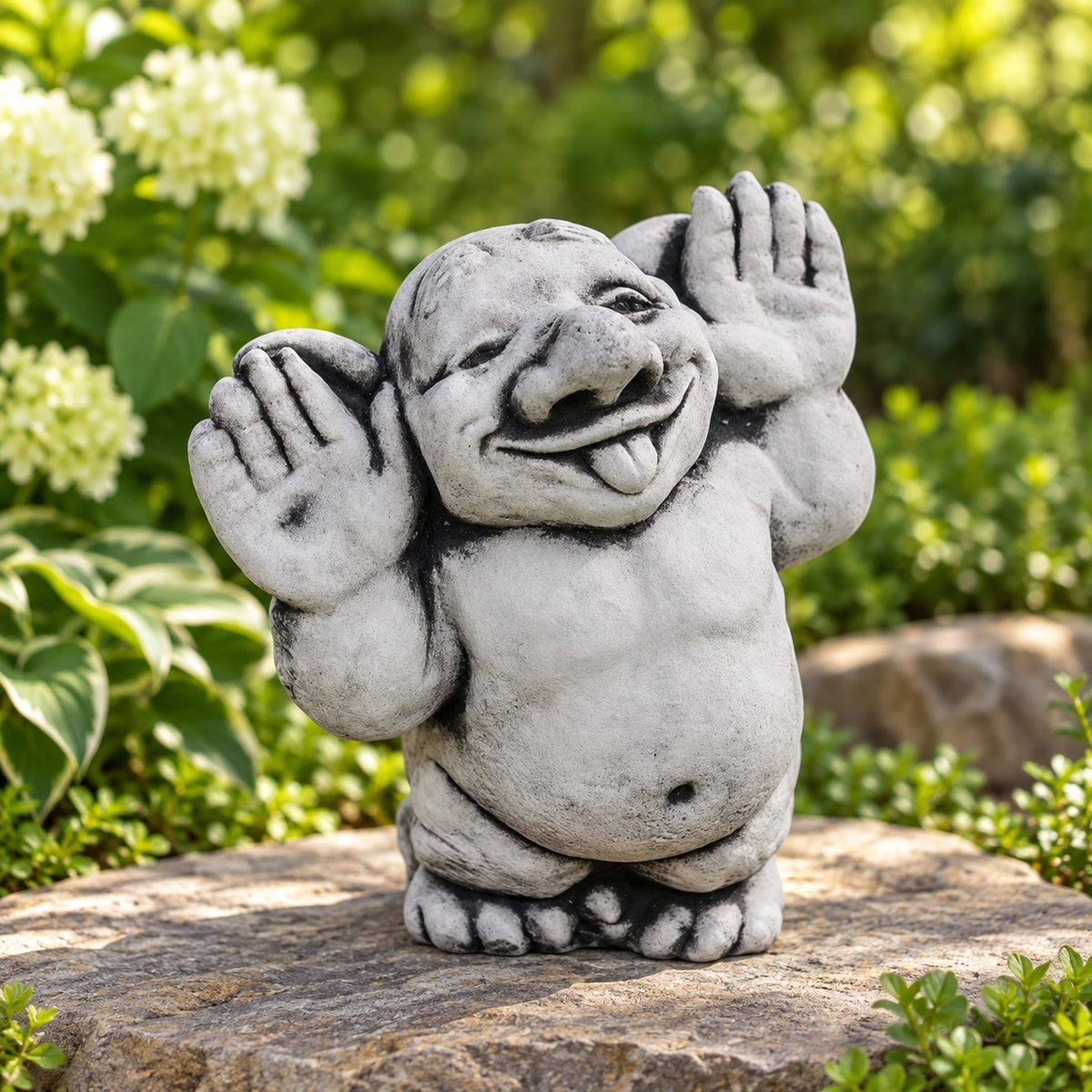 Art Decor Produktbild final 2026-09-24 | G563 | Steinguss Deko Gartenfigur Troll beide Hände