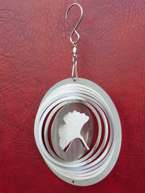 Edelstahl Windspiel Kreis Gingko