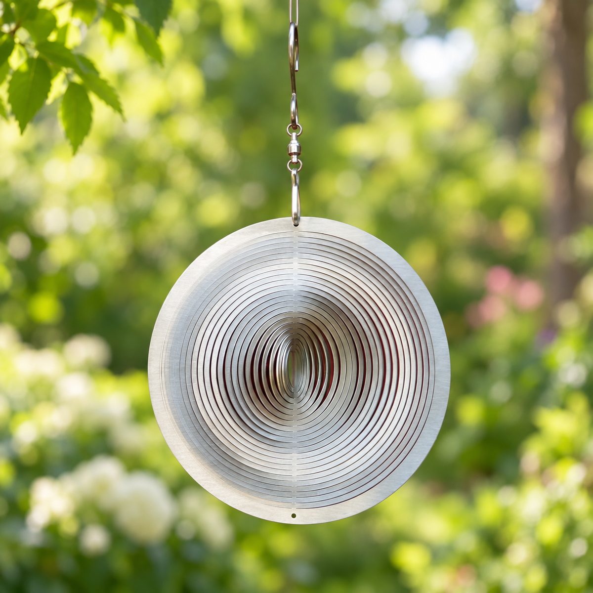 Art Decor Produktbild final 2026-09-24 | KS006 | Edelstahl-Windspiel Kreis ohne Motiv, Ø 13 cm
