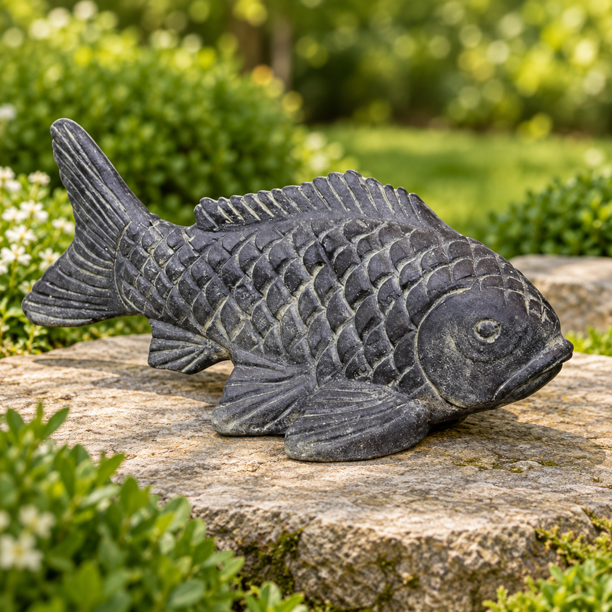 Art Decor Produktbild final 2026-09-24 | P-Fish04-043 | Steinguss-Figur Fisch Koi 43x17x21cm