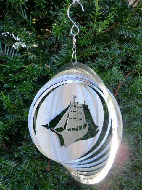Edelstahl Windspiel Schiff 3