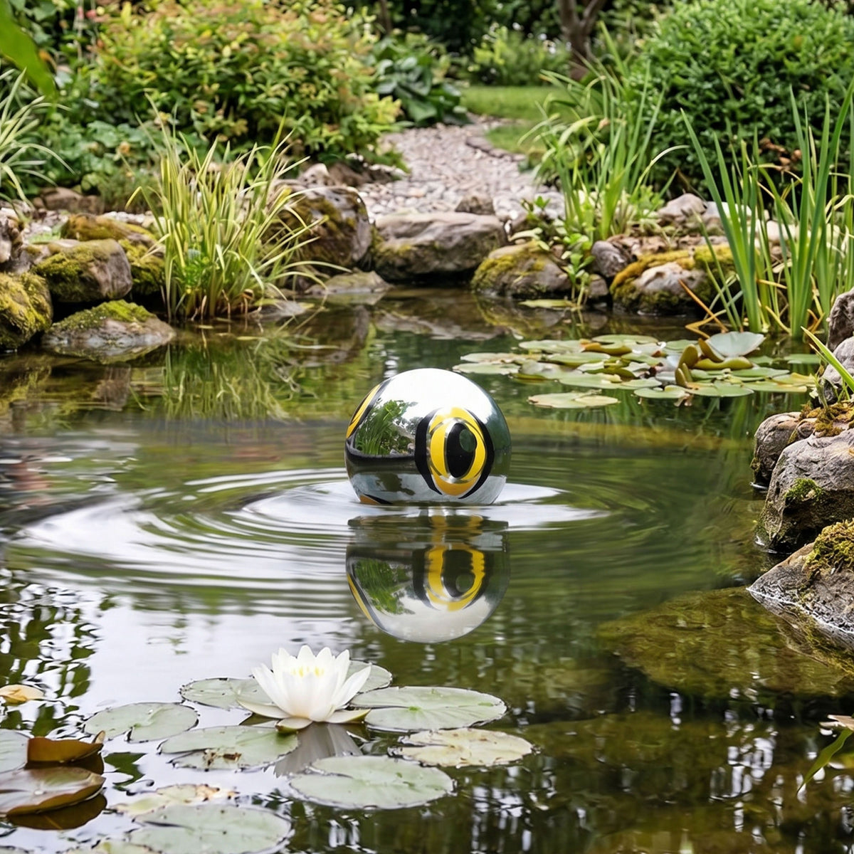 Schwimmkugel-Reiherschreck im Gartenteich