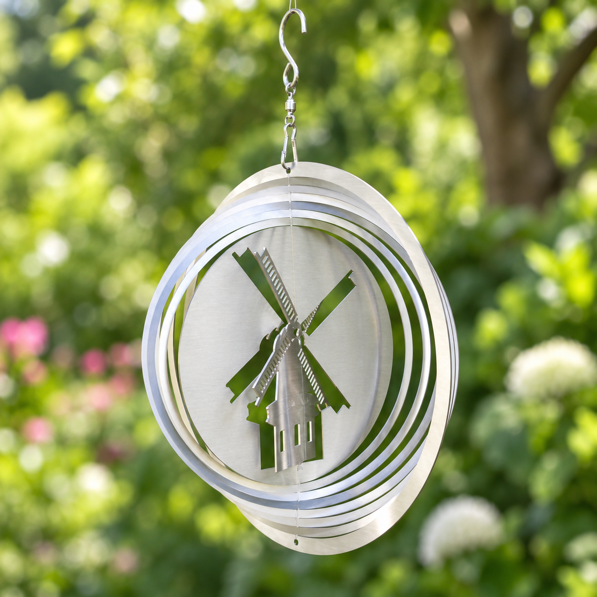 Art Decor Produktbild final 2026-09-24 | K001 | Edelstahl-Windspiel Windmühle, Ø 20 cm
