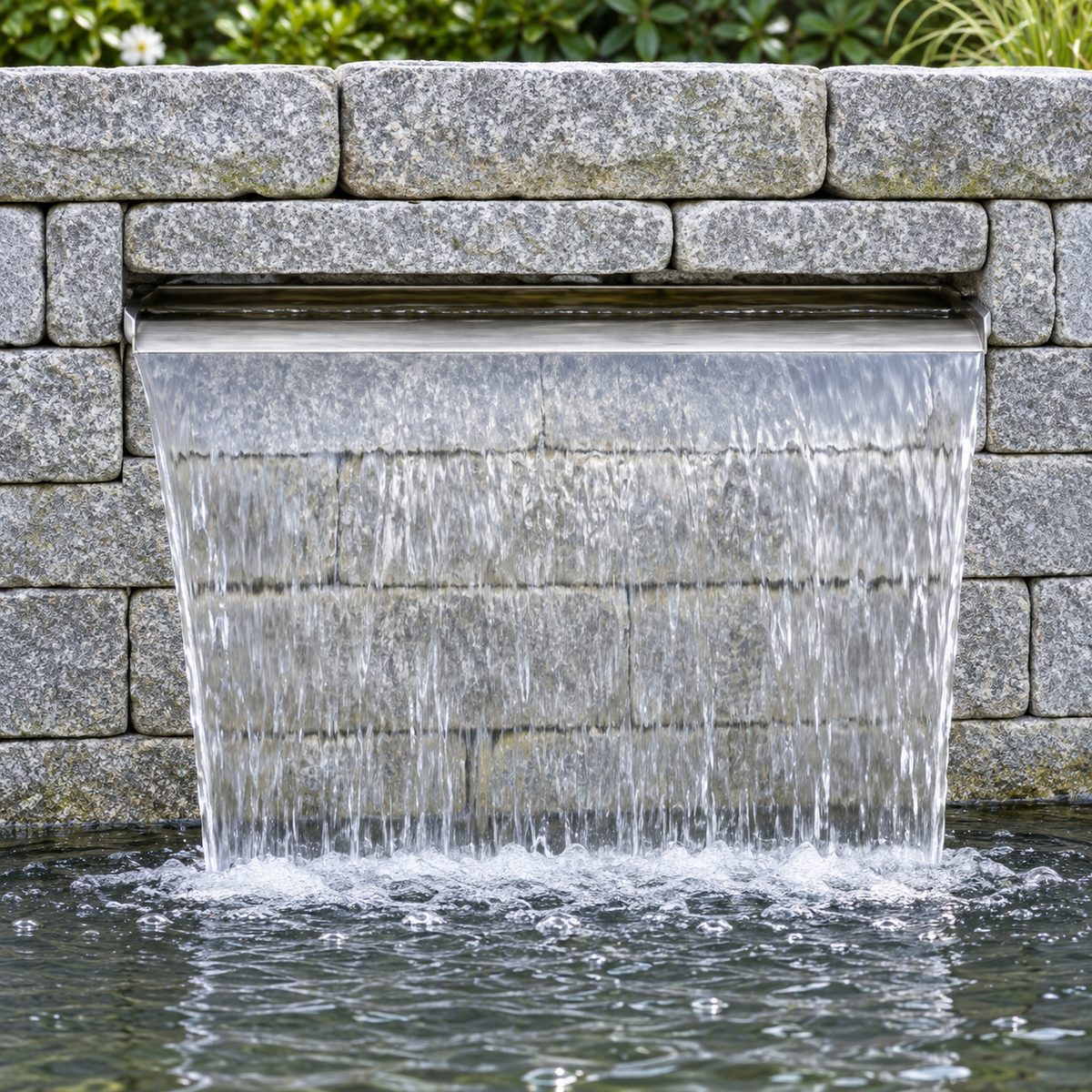 Art Decor Produktbild final 2026-09-24 | WFM100352 | Wasserfall Edelstahl matt gebürstet 45 cm, mit LED-Beleuchtung