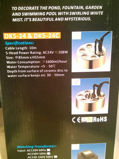 5fach-Nebler mit LED-Farbwechsellicht inkl. Außentrafo